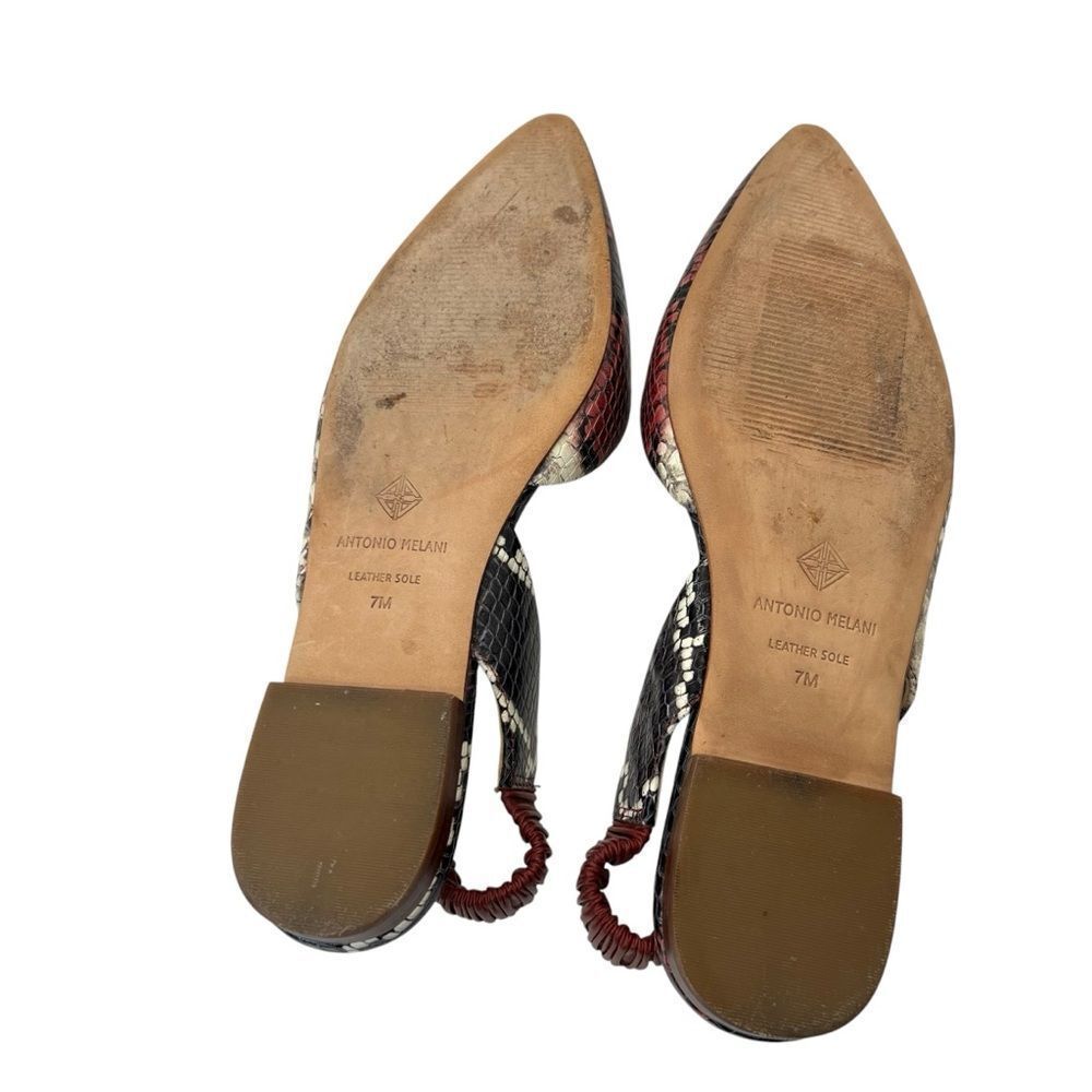 Sz 7m Antonio Melani Sling Back Snakeskin Print all Leather Shoes - Picture 12 of 14